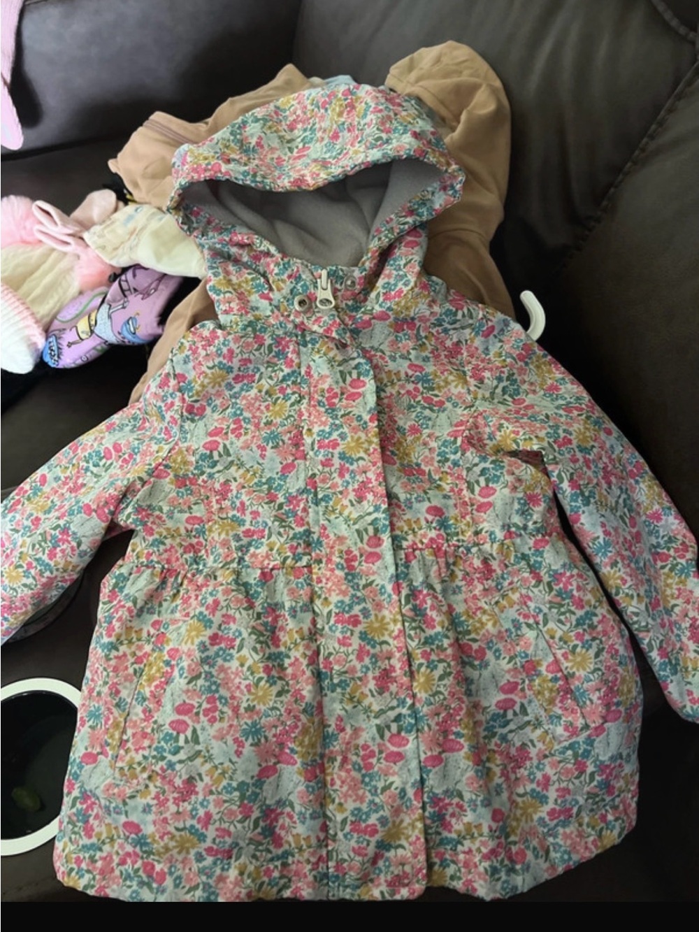 Carter's Floral Hooded Puffer Jacket - Pink, Green, Yellow